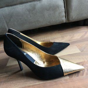 Zara Gold Two-tone High-heel with Metallic Trims